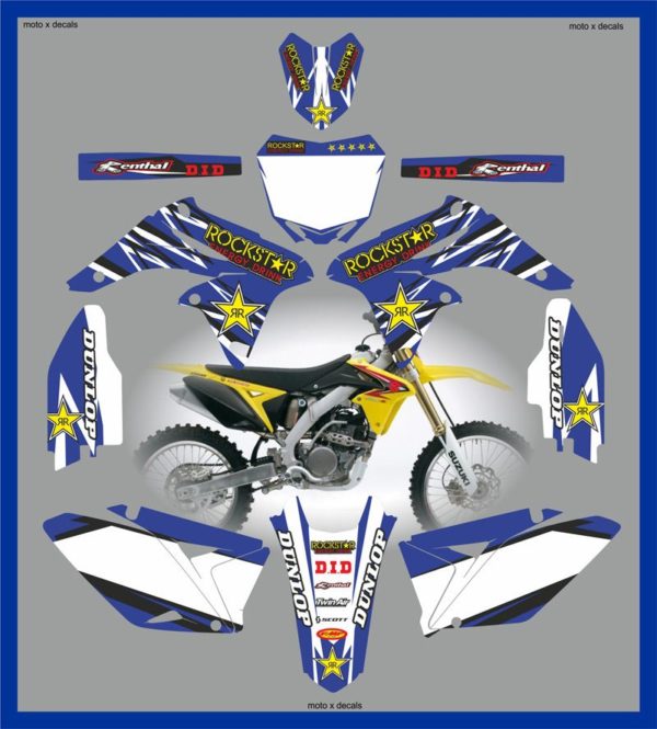 Suzuki RMZ250 2010-2013 Rockstar Blue Decals Stickers Graphics rc10