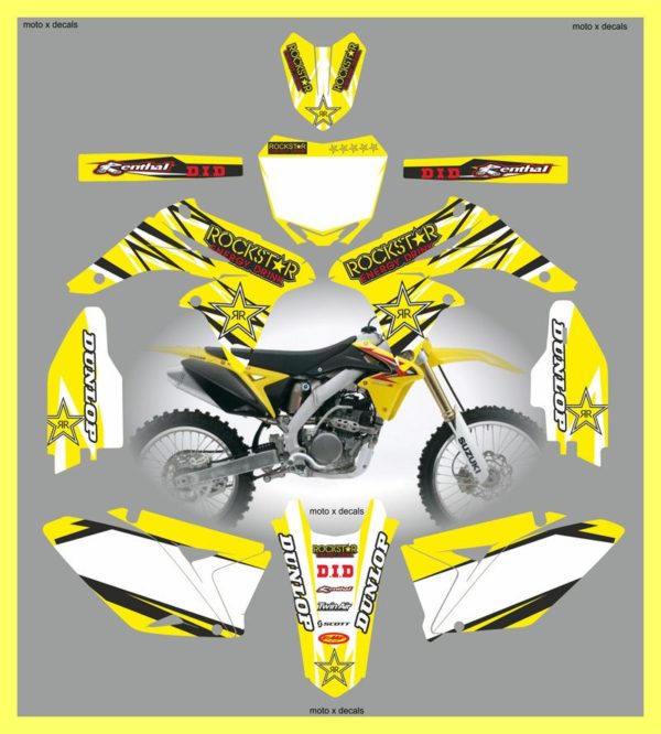 Suzuki RMZ250 2010-2013 Rockstar Yellow Decals Stickers Graphics ry10