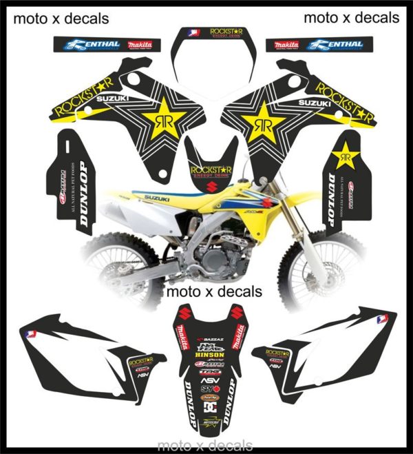 Suzuki RMZ450 2006 Rockstar Black Moto-X Decals Graphics rb6