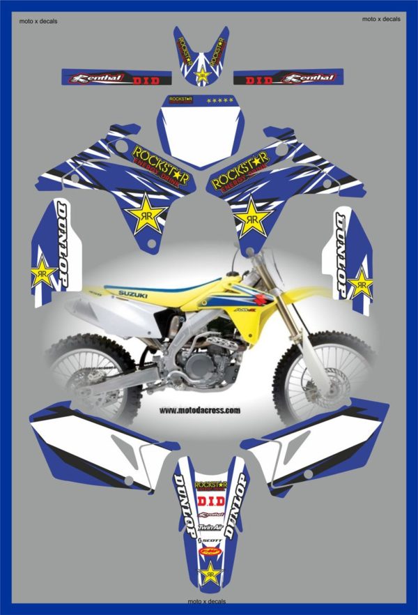 Suzuki RMZ450 2006 Rockstar Blue Decals Stickers Graphics rc5