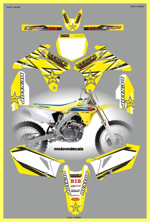 Suzuki RMZ450 2006 Rockstar Yellow Decals Stickers Graphics ry5