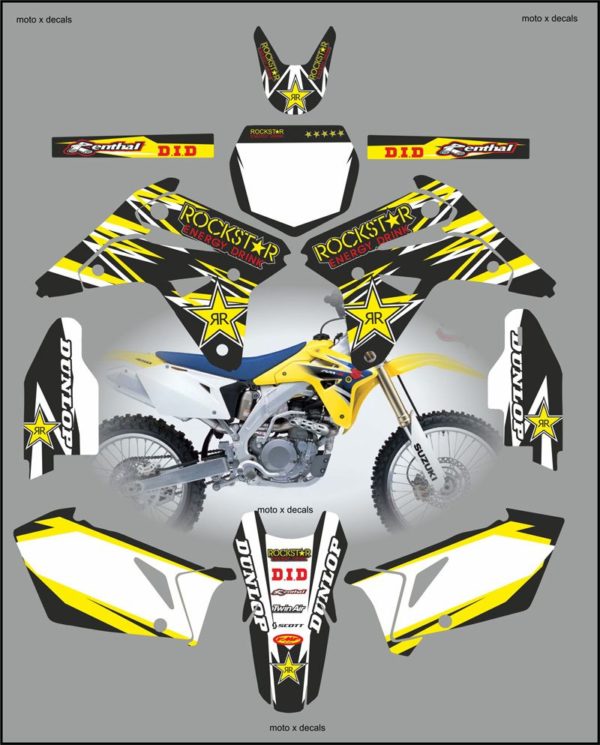 Suzuki RMZ450 2007 Rockstar Black Decals Stickers Graphics rb6