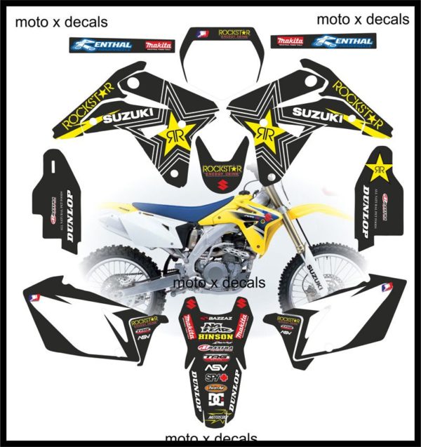 Suzuki RMZ450 2007 Rockstar Black Moto-X Decals Graphics rb7