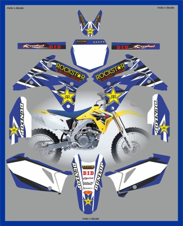 Suzuki RMZ450 2007 Rockstar Blue Decals Stickers Graphics rc6