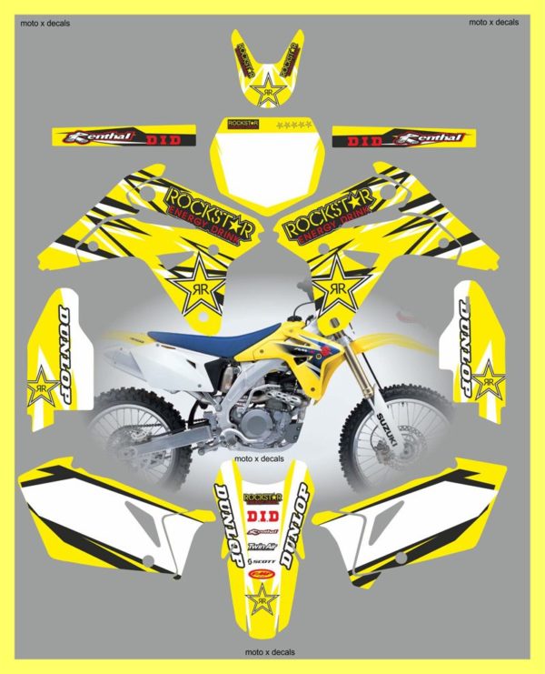 Suzuki RMZ450 2007 Rockstar Yellow Decals Stickers Graphics ry6