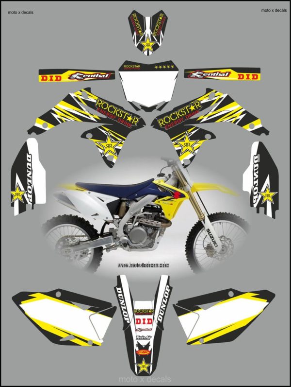 Suzuki RMZ450 2008-2013 Rockstar Black Decals Stickers Graphics rb7