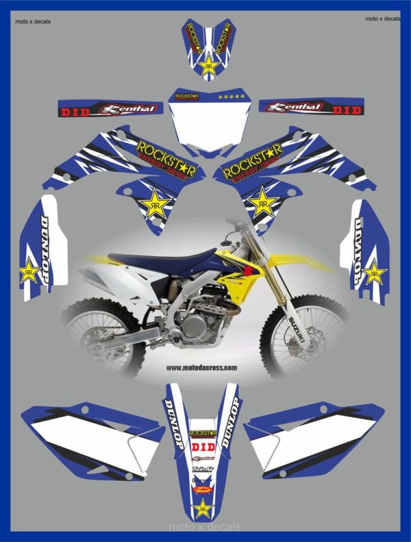 Suzuki RMZ450 2008-2013 Rockstar Blue Decals Stickers Graphics rc7