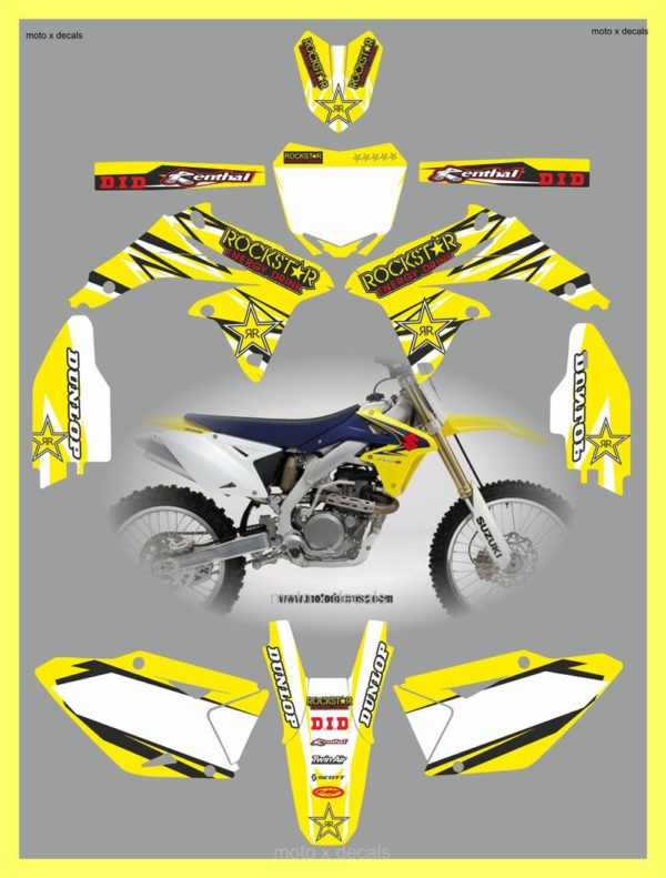 Suzuki RMZ450 2008-2013 Rockstar Yellow Decals Stickers Graphics ry7