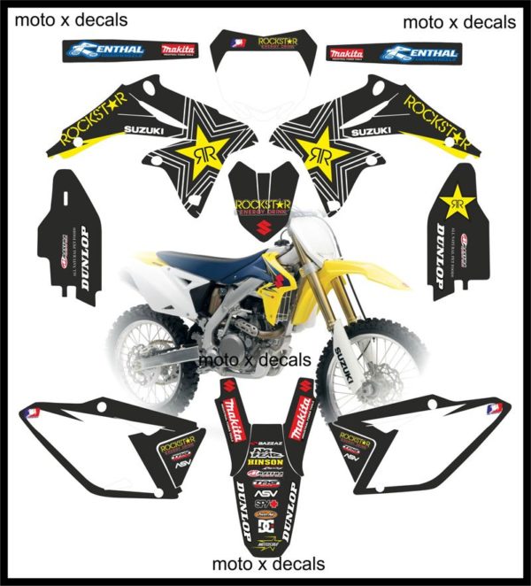 Suzuki RMZ450 2008 Rockstar Black Moto-X Decals Graphics rb8