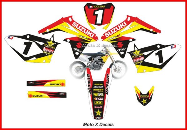 Suzuki 08-09 RMZ450 Moto-X Rockstar Decals Graphics Stickers Set