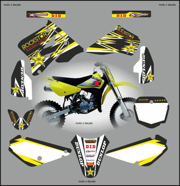 Suzuki RM85 2001-2013 Rockstar Black Decals Stickers Graphics rb1