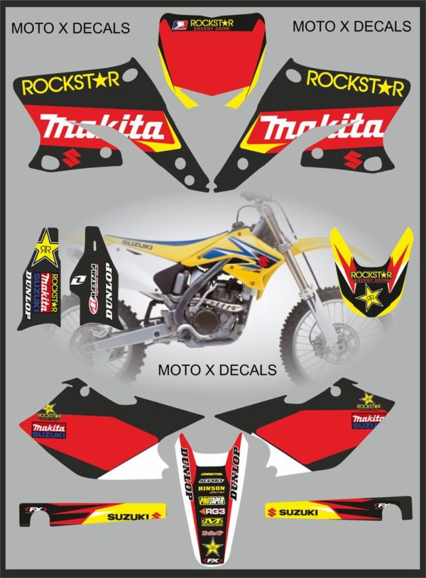 Suzuki RMZ250 2004-2006 Rockstar Makita Moto-X Decal Set