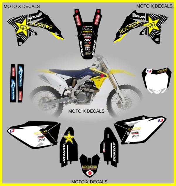 Suzuki RMZ450 2008-2009 Rockstar Black Full Decal Sticker Set