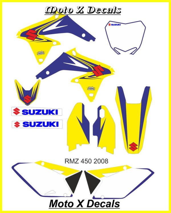 Suzuki RMZ450 2008 Full Moto-X Decal Graphics Stickers Set