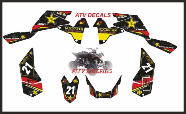 Suzuki LTR Rockstar Black ATV Rockstar Decals Graphics Stickers Set