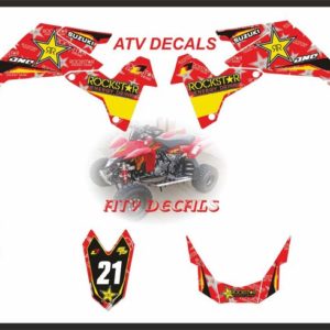 Suzuki LTR Rockstar Red ATV Rockstar Decals Graphics Stickers Set