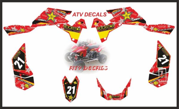 Suzuki LTR Rockstar Red ATV Rockstar Decals Graphics Stickers Set