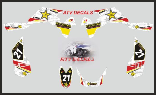 Suzuki LTR Rockstar White ATV Rockstar Decals Graphics Stickers Set