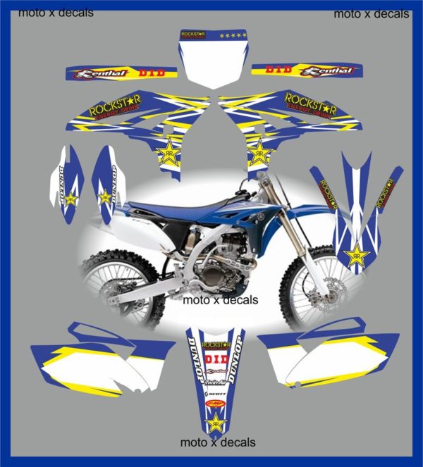 Yamaha Rockstar Blue YZF250 010-2013 Decals Graphics Stickers yc9