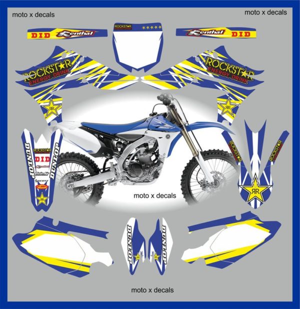 Yamaha Rockstar Blue YZF450 2010-2013 Decals Graphics Stickers yc12