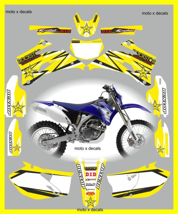 Yamaha Rockstar Yellow WR450f 2007-2011 Decals Graphics Stickers yy5