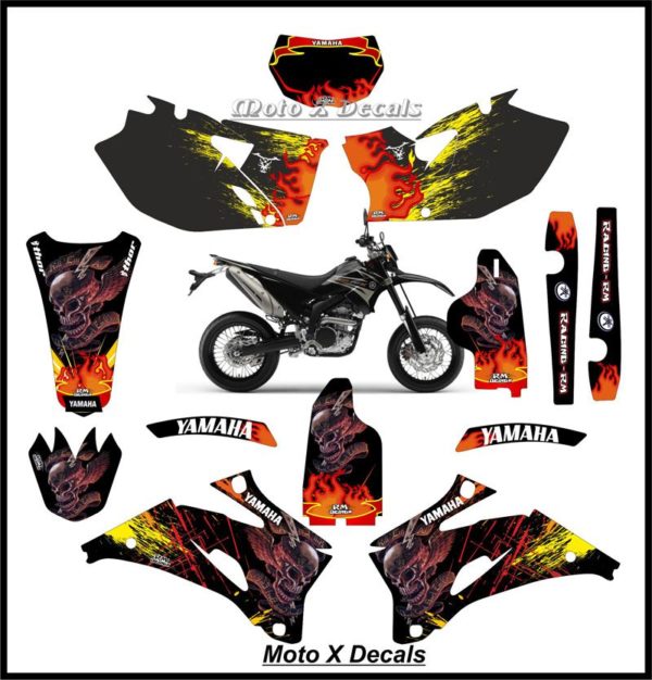 Yamaha WR250 2008 Skull Flame Full Decal Sticker Decal Set