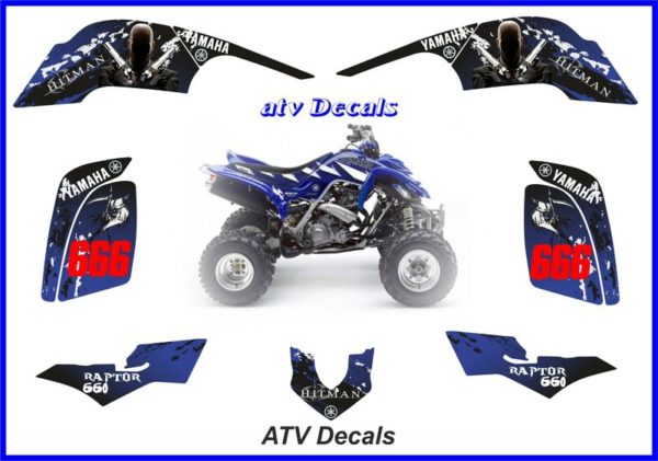 Yamaha 660 Raptor HITMAN Graphics Kit Decals 660R R Stickers