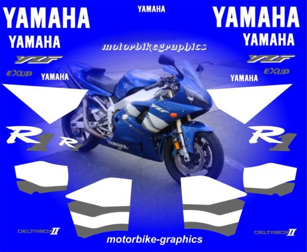 Yamaha R1 2000 Blue Full Decal Set